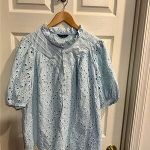 Pretty Garden Sky Blue Eyelet Top